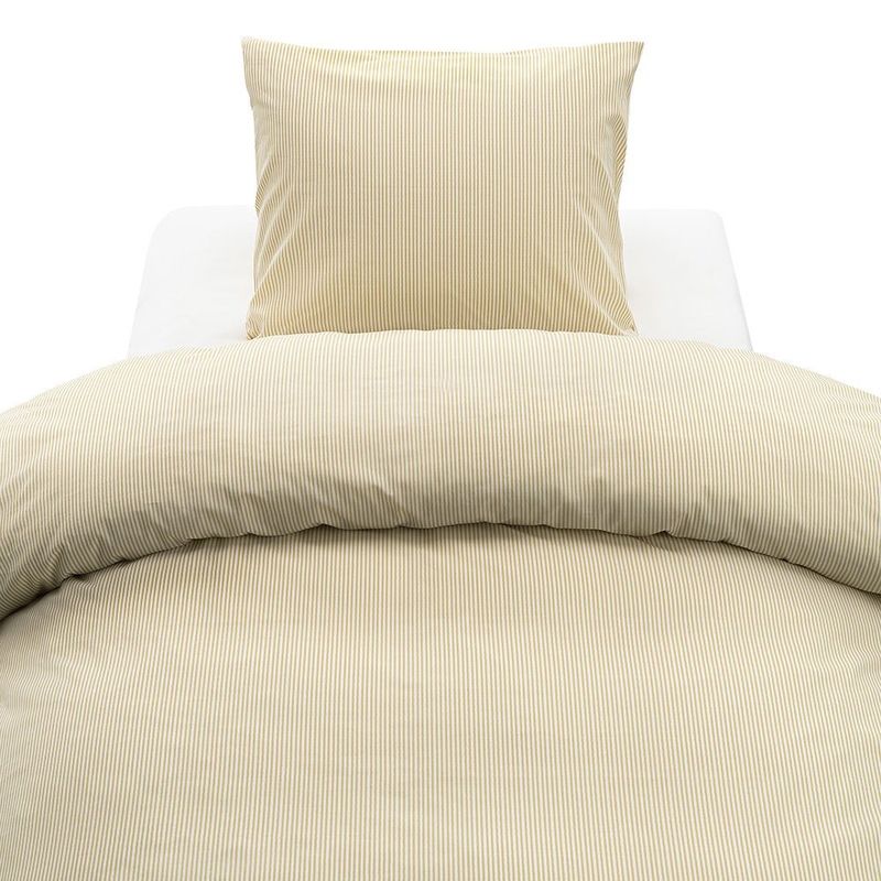 Thelma Gul Randigt Bäddset Enkeltäcke 150x210 Borganäs of Sweden