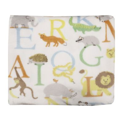 ABC Vit Pläd Söta Djur Barn 130x150 Redlunds