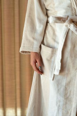 Morgonrock Velour Vit/Sand Kosta Linnewäfveri