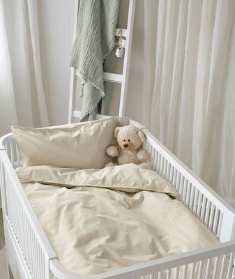 Enfärgat Beige Humble Bäddset Barn Spjälsäng 100x130 Borganäs of Sweden