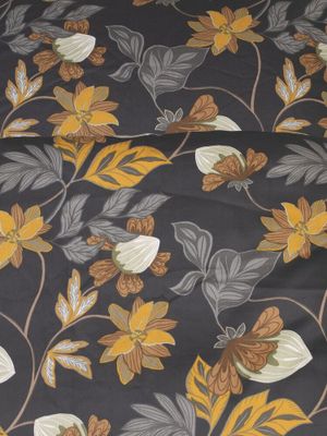 Bratteby Grafit Blommigt Satin Bäddset Enkeltäcke 150x210 Kosta Linnewäfveri