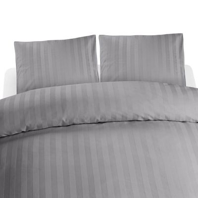 Hotell Satin Ljusgrå Bäddset Dubbeltäcke 220x210 Borganäs of Sweden