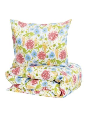 Askum Satin multi Blommor Bäddset Enkeltäcke 150x210 Kosta Linnewäfveri