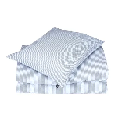 Bäckebölja Gråblå/Vit Randigt Bäddset Enkeltäcke 150x210 Classic Textile