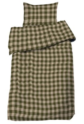 Livigno Grön Flanell Rutigt Bäddset Enkeltäcke 150x210 Redlunds