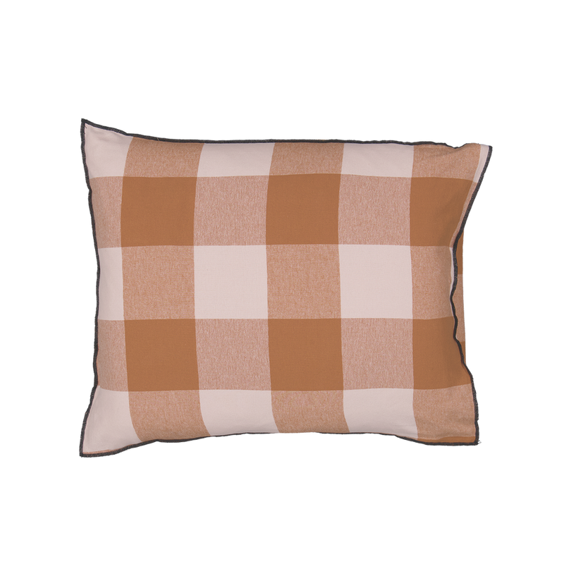 Rutigt Flanell Lejonfärgat Terrakotta Örngott 50x60 Gripsholm