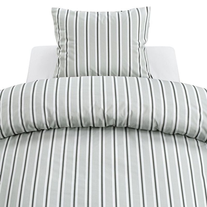 Sunnan Grön Randigt Bäddset Enkeltäcke 150x210 Borganäs of Sweden