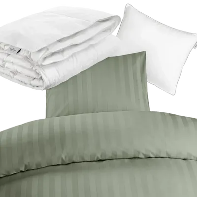 Hotellpaket Grön Standard - Täcke, kudde och bäddset
