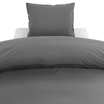 Percale Grå Bäddset Enkeltäcke 150x210 Borganäs of Sweden