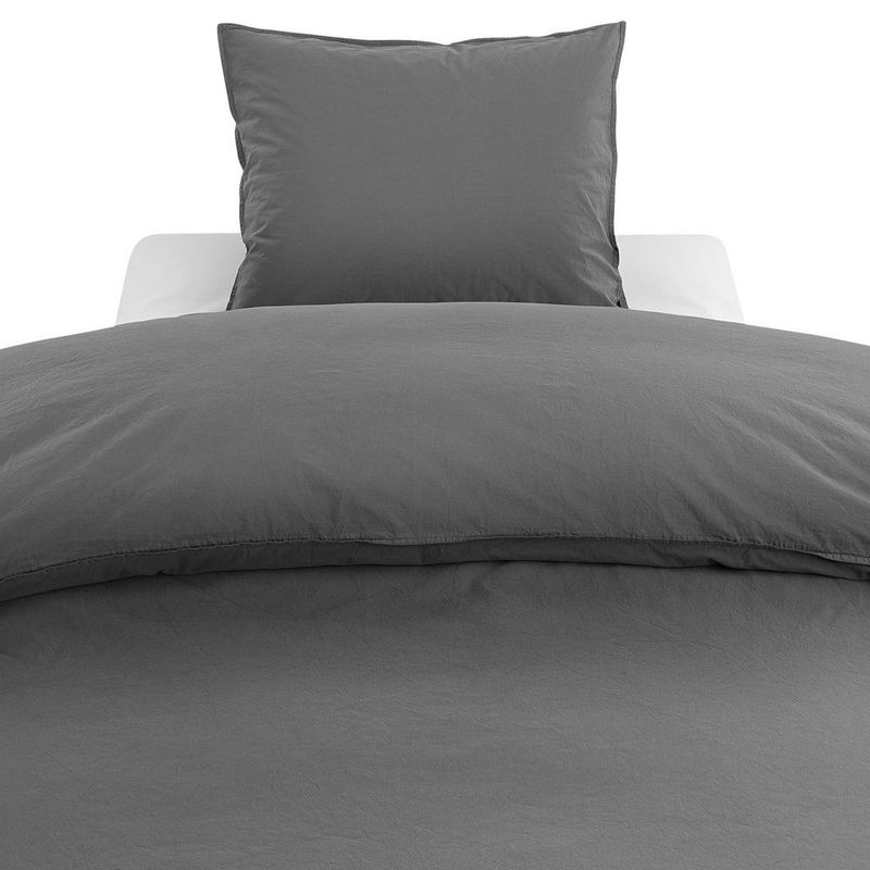 Percale Grå Bäddset Enkeltäcke 150x210 Borganäs of Sweden