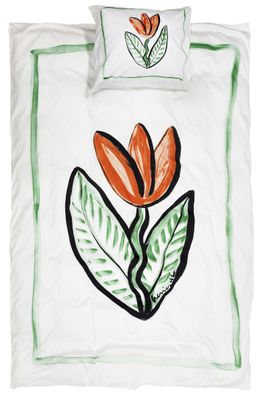 Tulip Satin Bäddset Enkeltäcke 150x210 Kosta Linnewäfveri