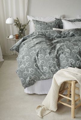 Cykel Grön Bäddset Enkeltäcke 150x210 Borganäs of Sweden