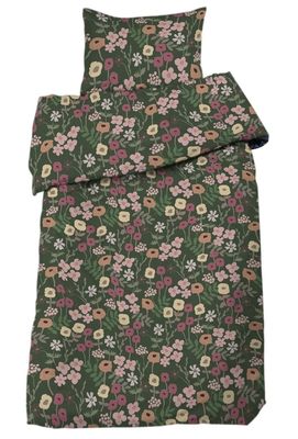 Cleo Mörkgrönt Blommigt Bäddset Enkeltäcke 150x210 Redlunds
