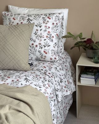 Juliana Orange/Grön Blommigt Bäddset Enkeltäcke 150x210 Classic Textile