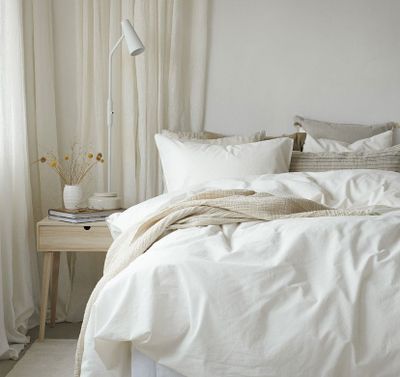 Enfärgat Vit Humble Bäddset Enkeltäcke 150x210 Borganäs of Sweden