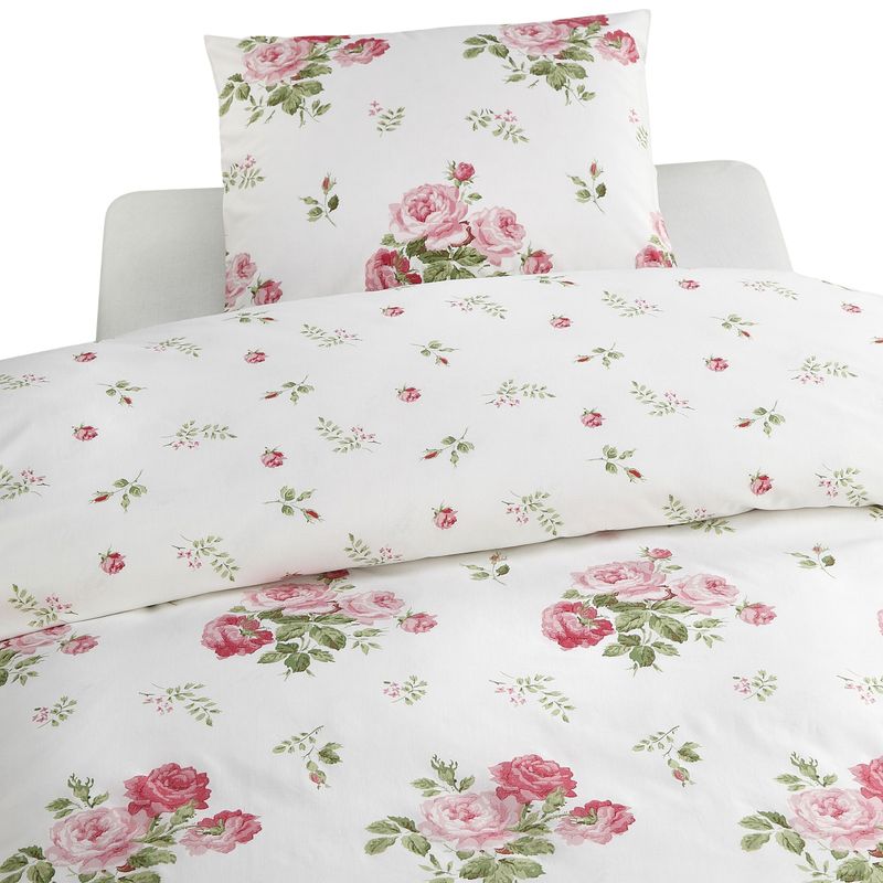 New Dawn Blommor Rosa Bäddset Enkeltäcke 150x210 Borganäs of Sweden