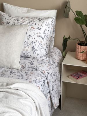 Juliana Rosa/Blå Blommigt Bäddset Enkeltäcke 150x210 Classic Textile