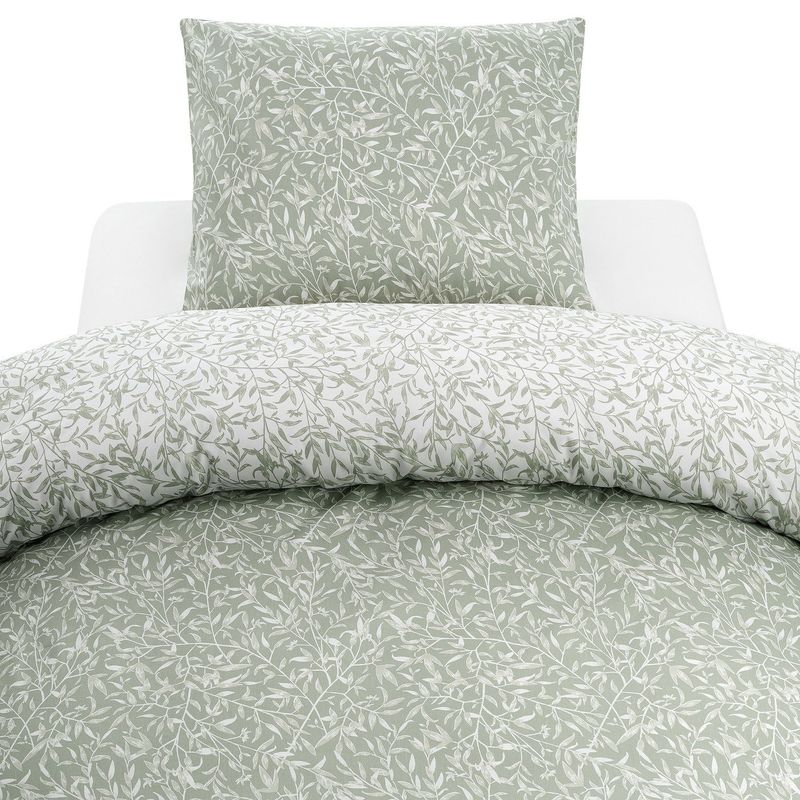 Garden Grön Blad Bäddset Enkeltäcke 150x210 Borganäs of Sweden
