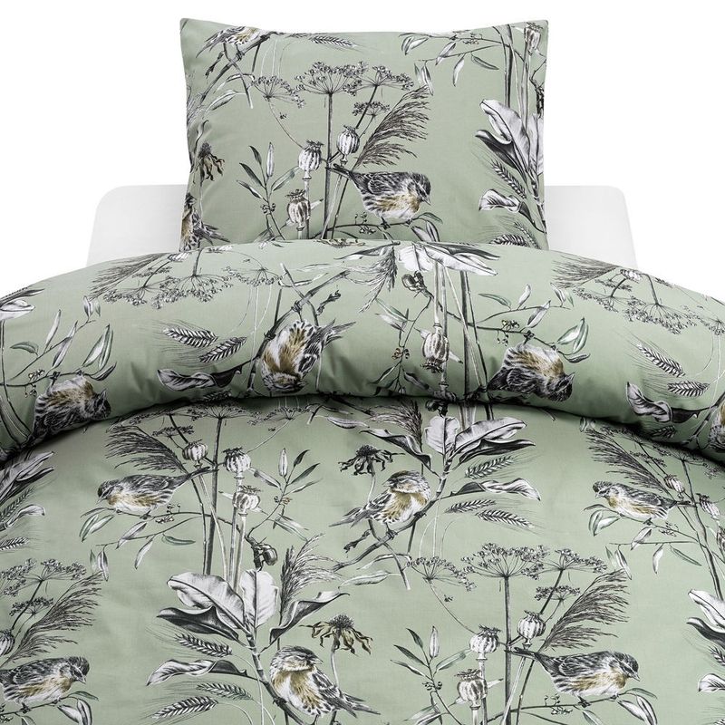 Eternity Grön Blommigt Bäddset Enkeltäcke 150x210 Borganäs of Sweden