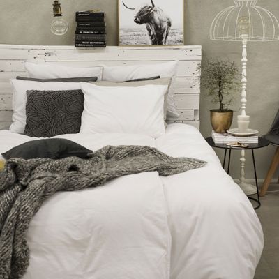 Enfärgat Vit Washed Bäddset Dubbeltäcke 220x210 Borganäs of Sweden