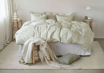 Hedda Grön Småblommigt Bäddset Enkeltäcke 150x210 Borganäs of Sweden