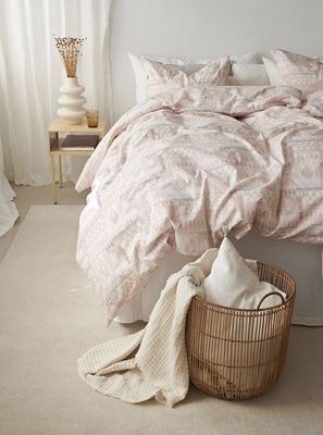 Jasmine Peach Aprikos Bäddset Enkeltäcke 150x210 Borganäs of Sweden