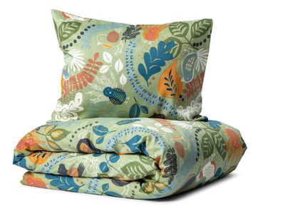 Stormhagen Grön Satin Bäddset Dubbeltäcke 230x200 Kosta Linnewäfveri