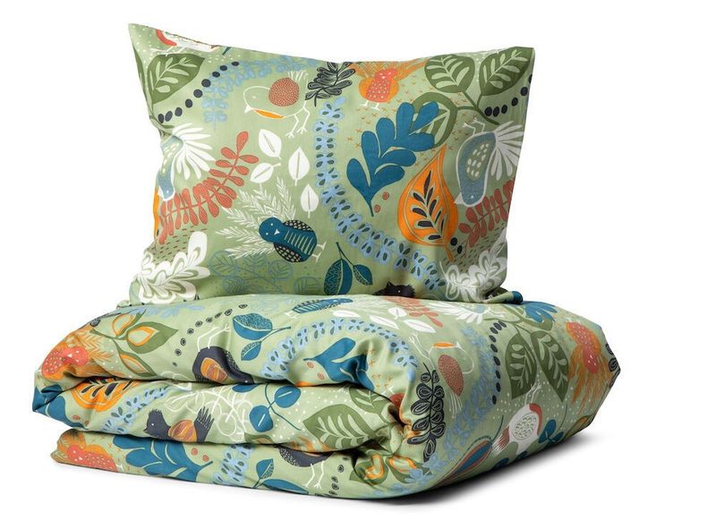 Stormhagen Grön Satin Bäddset Dubbeltäcke 230x200 Kosta Linnewäfveri