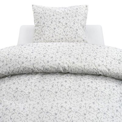 Vilja Blå Blommigt Bäddset Enkeltäcke 150x210 Borganäs of Sweden