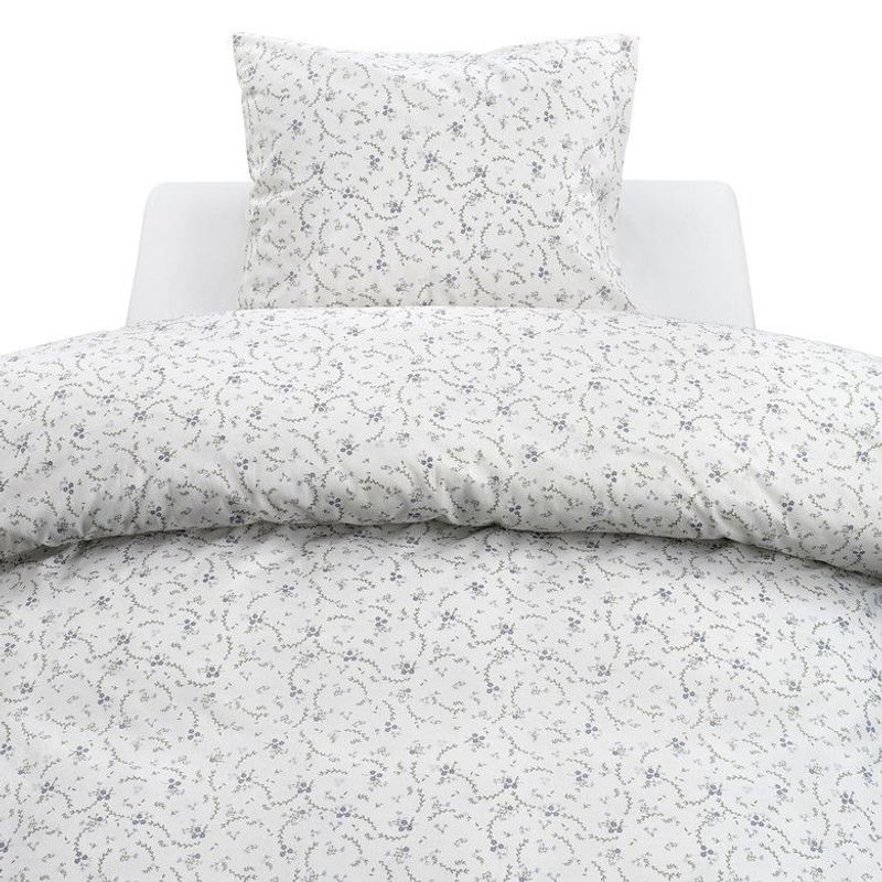 Vilja Blå Blommigt Bäddset Enkeltäcke 150x210 Borganäs of Sweden