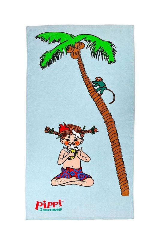 Pippi Långstrump Söderhavet Ljusblå Barn Badlakan 70x140 Swimpy by Tildas