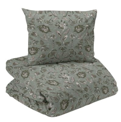 Ingela Satin Grön Bäddset Enkeltäcke 150x210 Redlunds