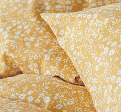 Hedda Gul Småblommigt Bäddset Enkeltäcke 150x210 Borganäs of Sweden