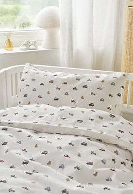 John Beige Bilar Barn Bäddset Spjälsäng 100x130 Borganäs of Sweden