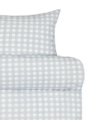 Birk Blå Rutig Bäckebölja Bäddset Enkeltäcke 150x210 Höie