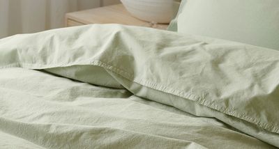 Enfärgat Grön Humble Bäddset Enkeltäcke 150x210 Borganäs of Sweden