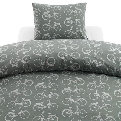 Cykel Grön Bäddset Enkeltäcke 150x210 Borganäs of Sweden