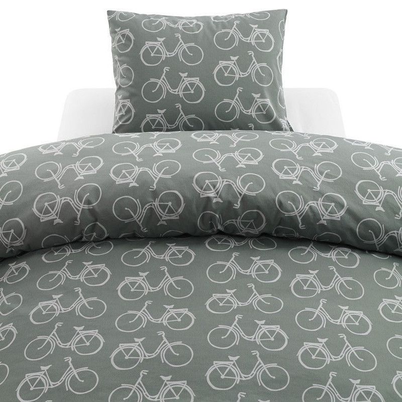 Cykel Grön Bäddset Enkeltäcke 150x210 Borganäs of Sweden