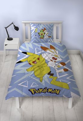 Pokemon Blå/Gul Barn Bäddset Enkeltäcke 150x210