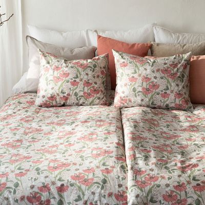 Fleur Rosa Blommigt Bäddset Enkeltäcke 150x210 Borganäs of Sweden