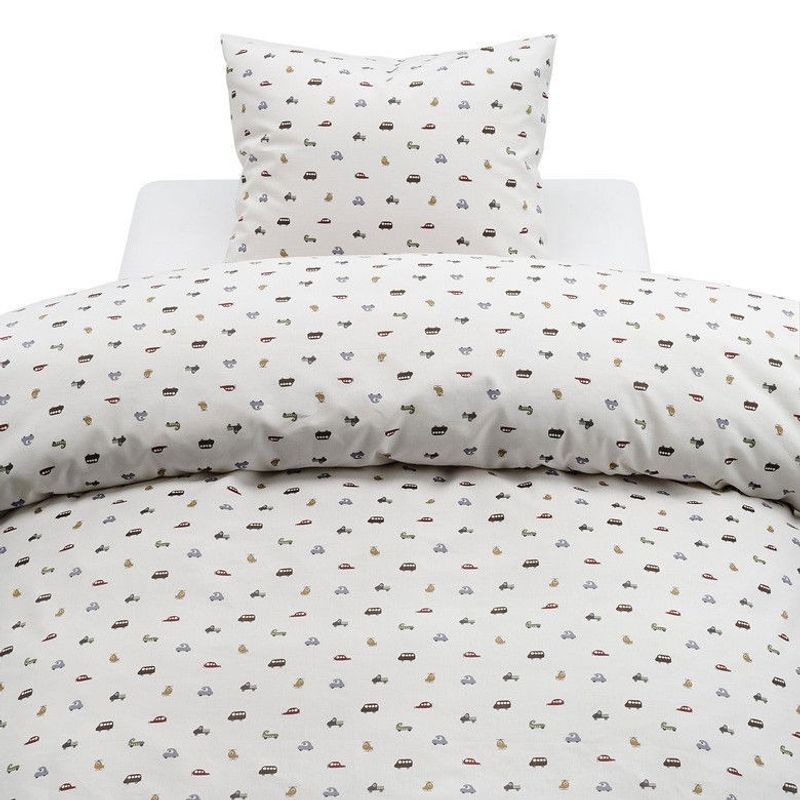 John Beige Bilar Barn Bäddset Enkeltäcke 150x210 Borganäs of Sweden