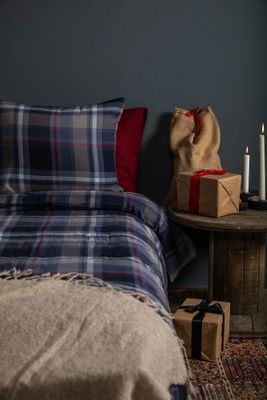 Stigen Garnfärgad Rutigt Marinblå Bäddset Enkeltäcke 150x210 Lord Nelson