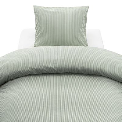 Thelma Grön Randigt Bäddset Enkeltäcke 150x210 Borganäs of Sweden