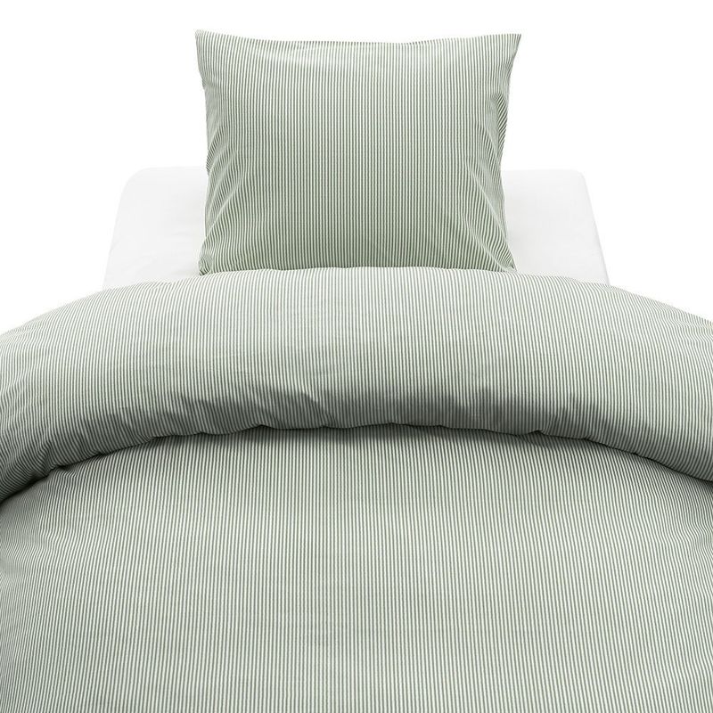 Thelma Grön Randigt Bäddset Enkeltäcke 150x210 Borganäs of Sweden