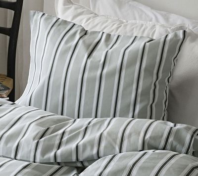 Sunnan Grön Randigt Bäddset Enkeltäcke 150x210 Borganäs of Sweden