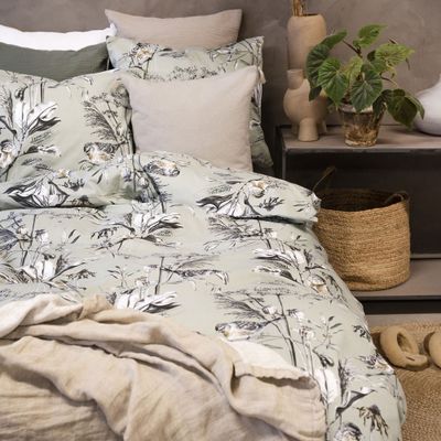 Eternity Grön Blommigt Bäddset Enkeltäcke 150x210 Borganäs of Sweden