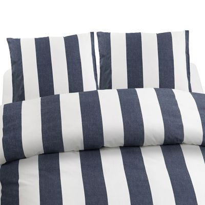 Block Stripe Blå Randigt Bäddset Dubbeltäcke 220x210 Borganäs of Sweden