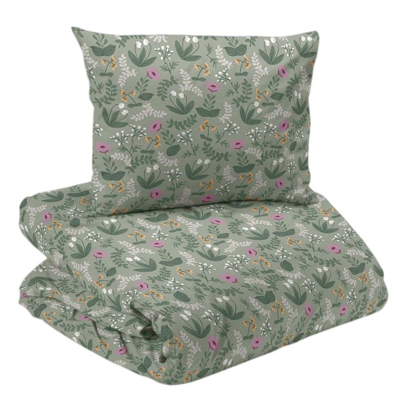 Lexie Grön Blommor Bäddset Enkeltäcke 150x210 Redlunds