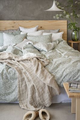 Garden Grön Blad Bäddset Enkeltäcke 150x210 Borganäs of Sweden