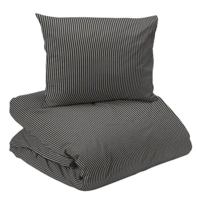 Malte Grafit Randigt Bäddset Enkeltäcke 150x210 Redlunds